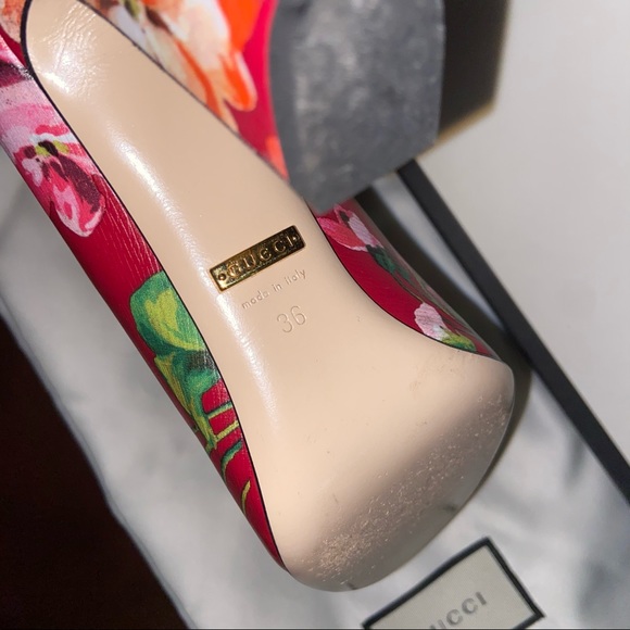 Gucci Bloom Floral Block Heels + Dustbag + Box - Picture 6 of 10